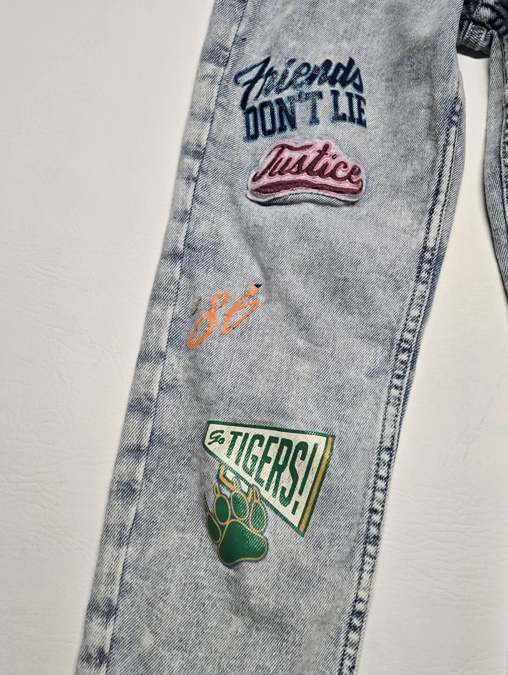 Justice Girls x Stranger Things Patched Mini Mom Jeans Size 10